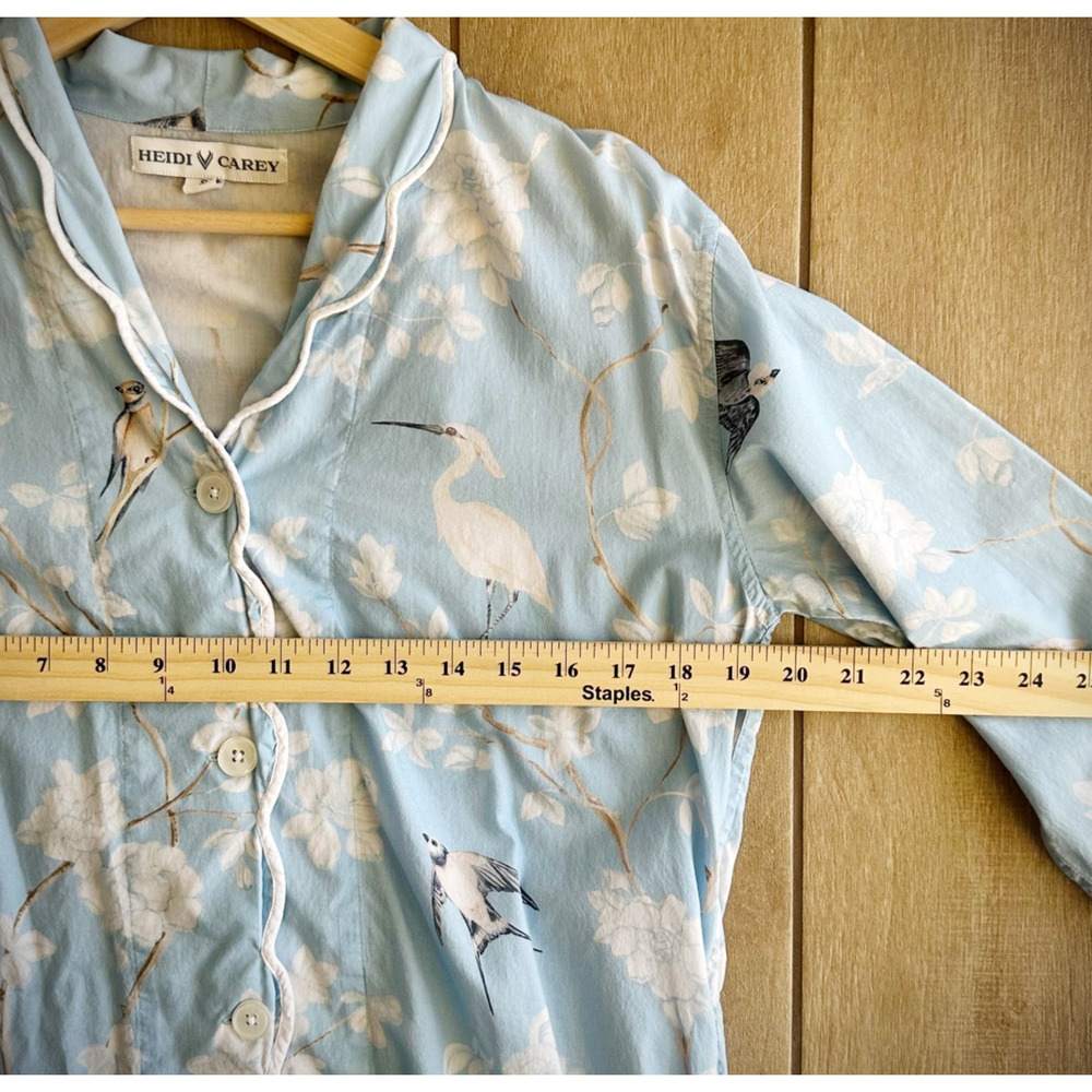 Hedi Carey Women Sleep Shirt Small Blue Birds Button Cottage Prairie Boho Cotton - Picture 9 of 10